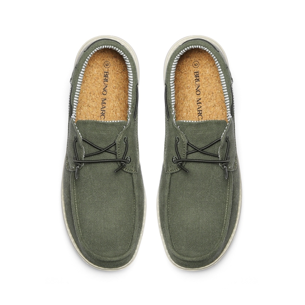 Minimalist Men's Slip On  Canvas Loafers - OLIVE GREEN - 4